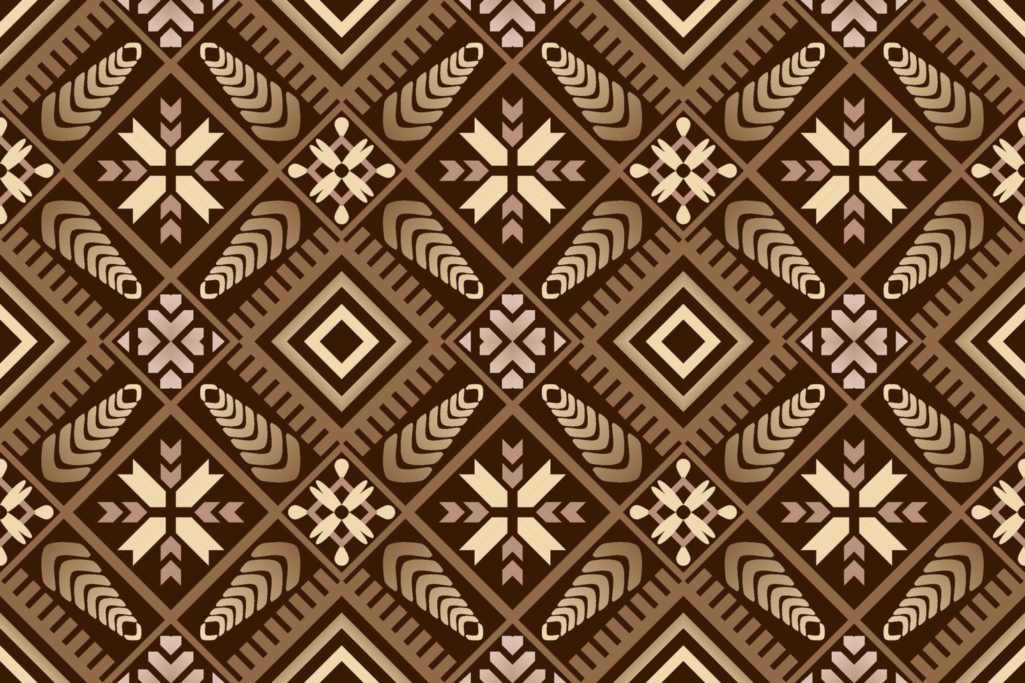 Brown-tone geometric ethnic seamless pattern designed for background, wallpaper, traditional clothing, carpet, curtain, and home decoration. vector