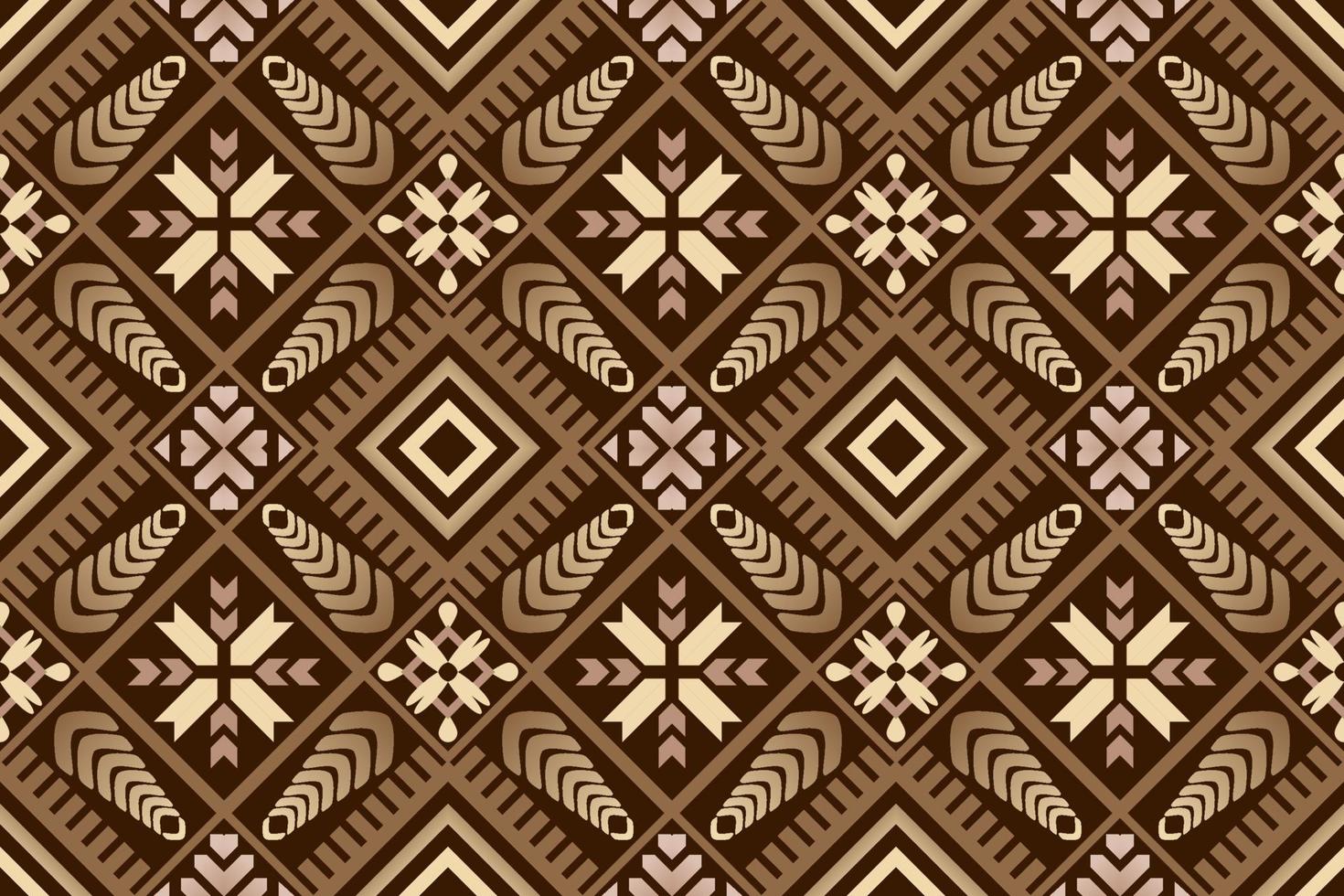 Brown-tone geometric ethnic seamless pattern designed for background, wallpaper, traditional clothing, carpet, curtain, and home decoration. vector