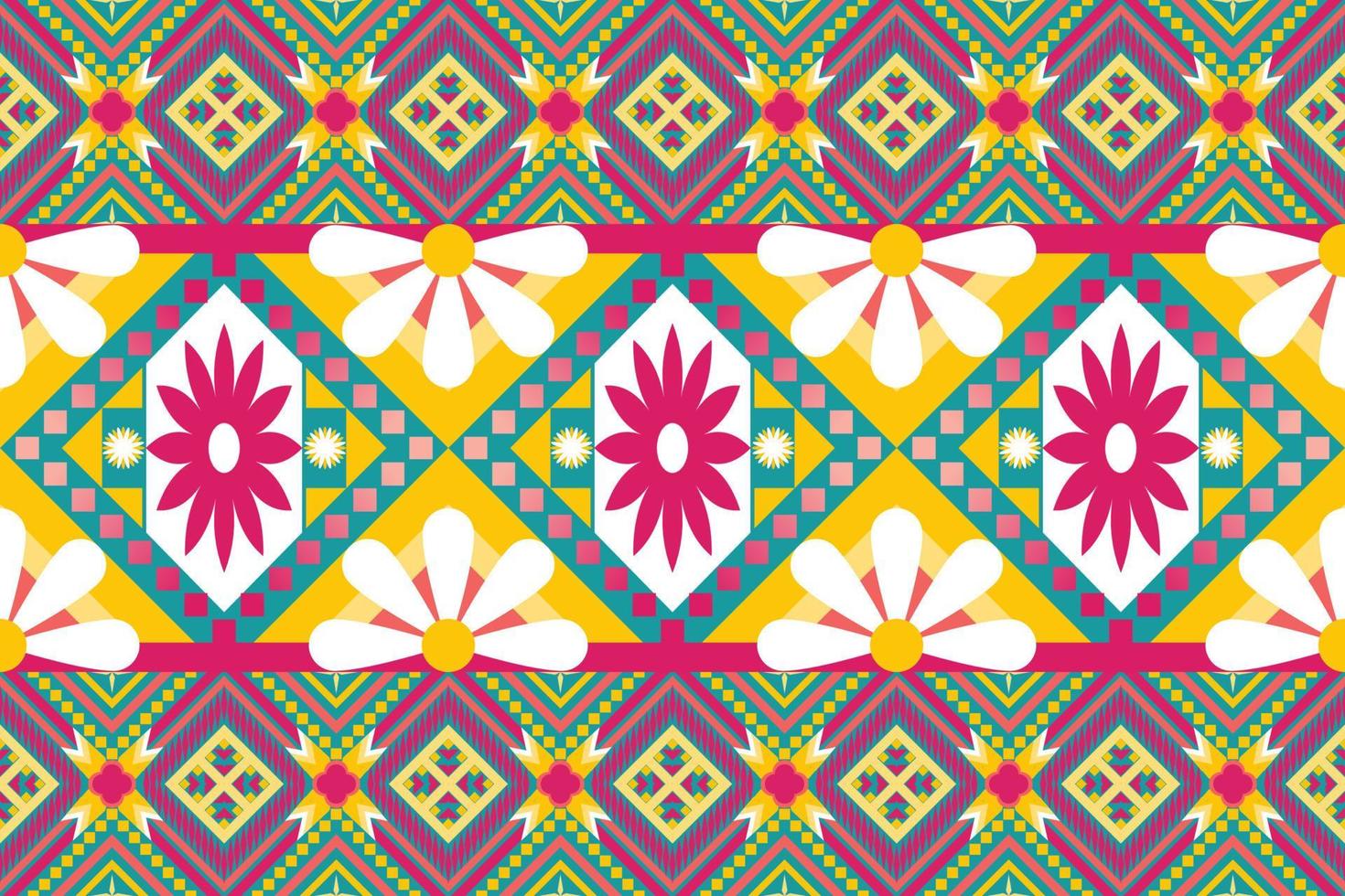 Colorful geometric ethnic seamless pattern design for wallpaper, background, fabric, curtain, carpet, clothing, and wrapping. vector