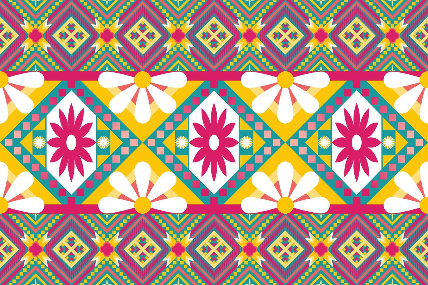 Colorful geometric ethnic seamless pattern design for wallpaper, background, fabric, curtain, carpet, clothing, and wrapping. vector