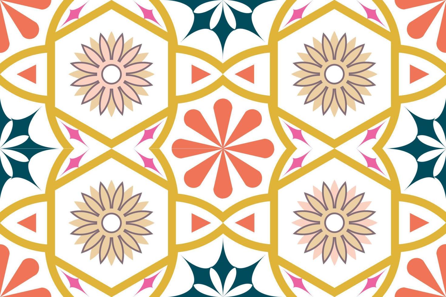 Colorful geometric ethnic seamless pattern design for wallpaper, background, fabric, curtain, carpet, clothing, and wrapping. vector
