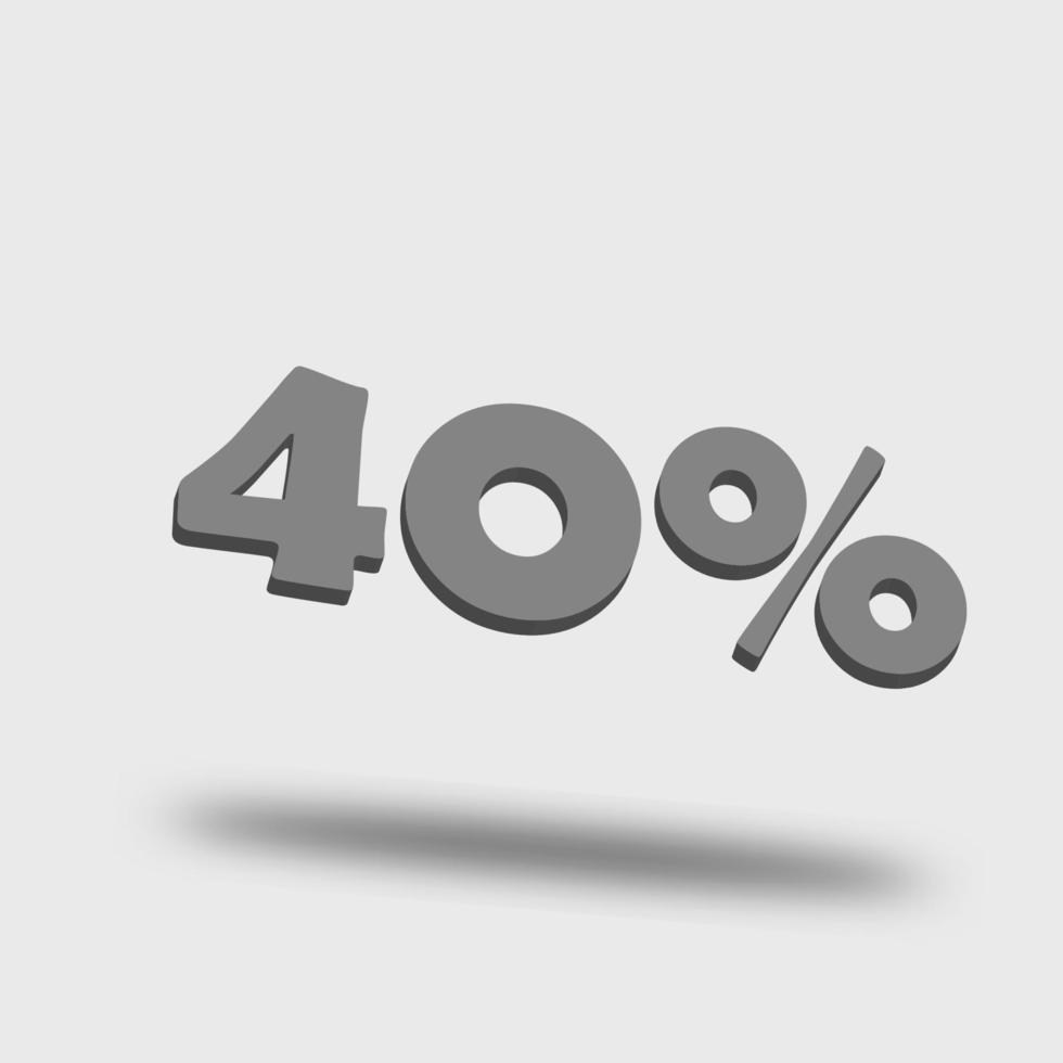 Discount number percent 3D illustration vector