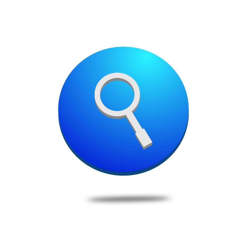 Search icon button 3D blue color vector