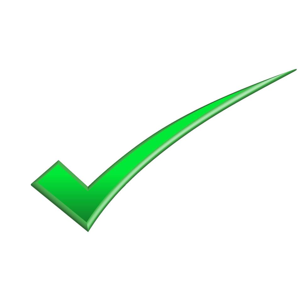 ceklis logo icono verde color 3d realista vector