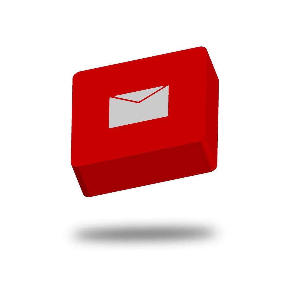 Messege box 3D realistic icon red color vector