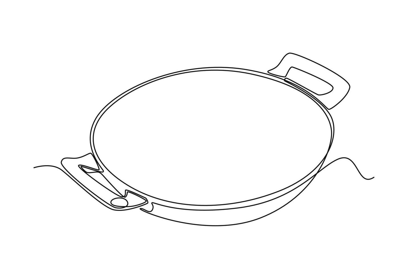 Single one line drawing dripping pan. Cooking utensil concept. Continuous line draw design graphic vector illustration.