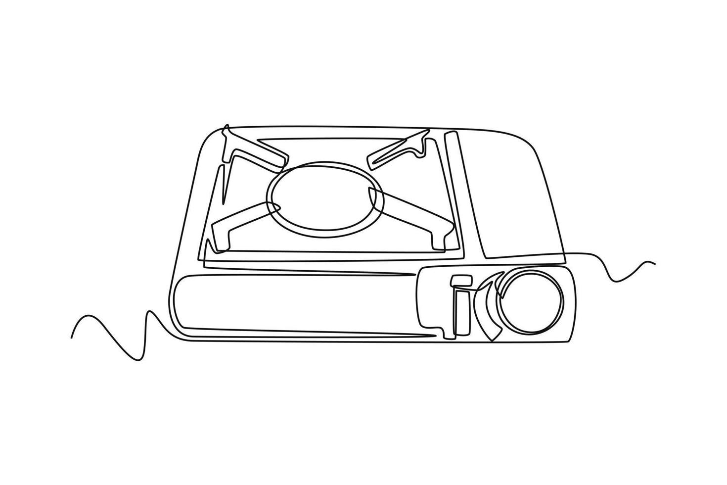 Single one line drawing Single burner. Cooking utensil concept. Continuous line draw design graphic vector illustration.