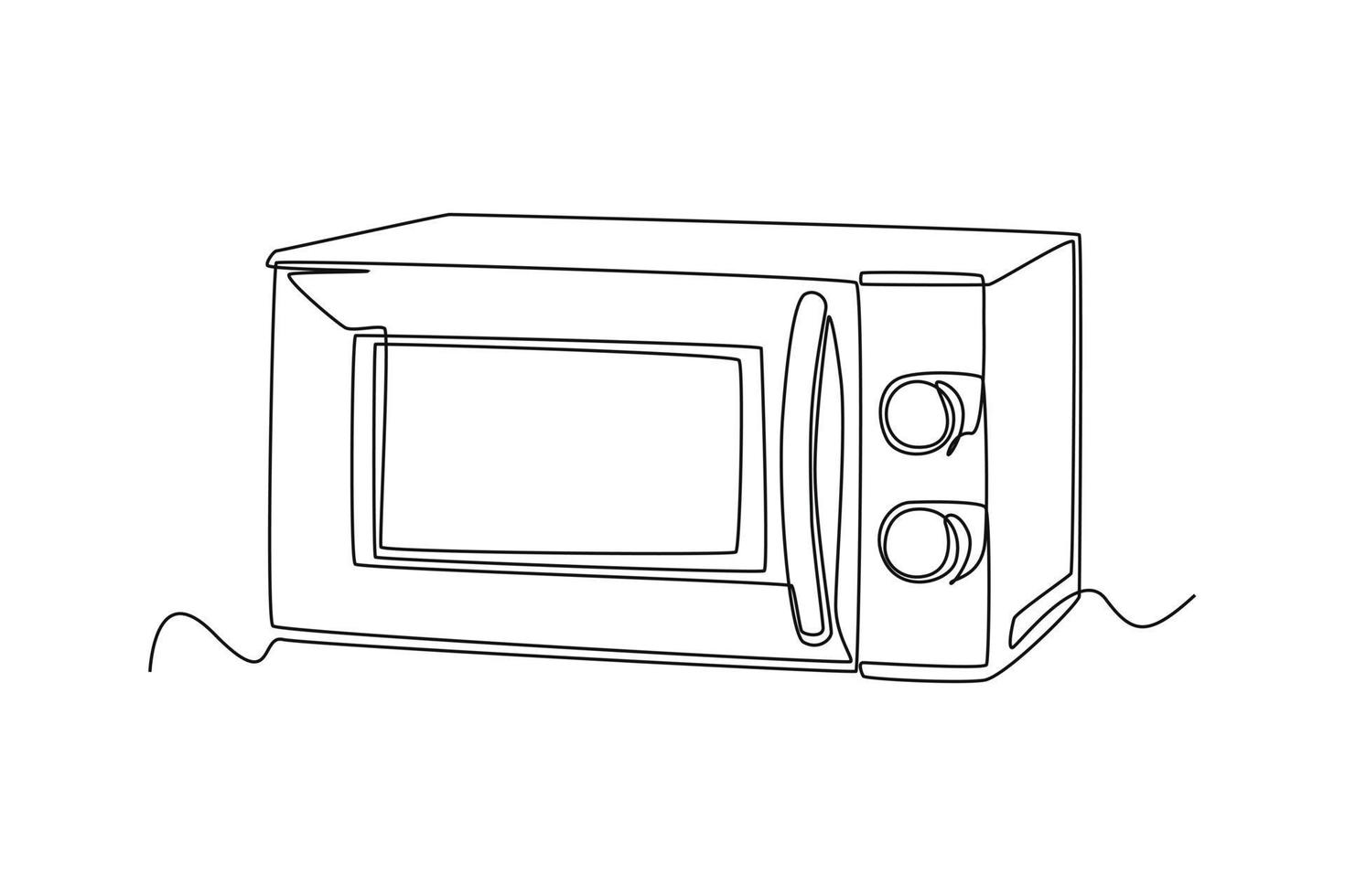 Single one line drawing microwave. Cooking utensil concept. Continuous line draw design graphic vector illustration.