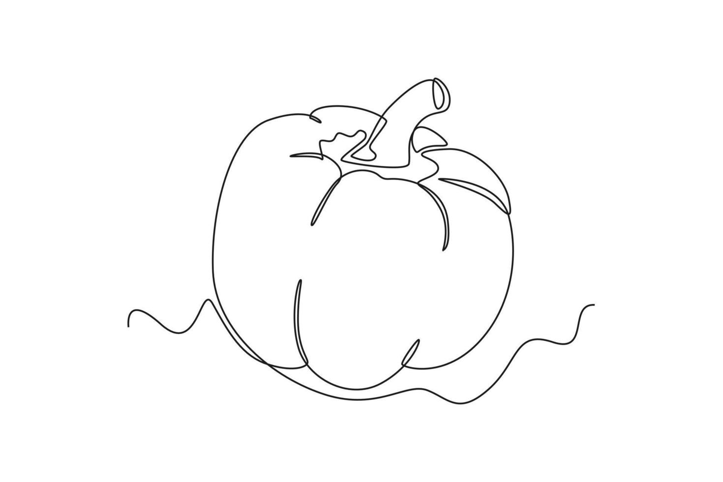 Single one line drawing bell pepper. Vegetable concept. Continuous line draw design graphic vector illustration.