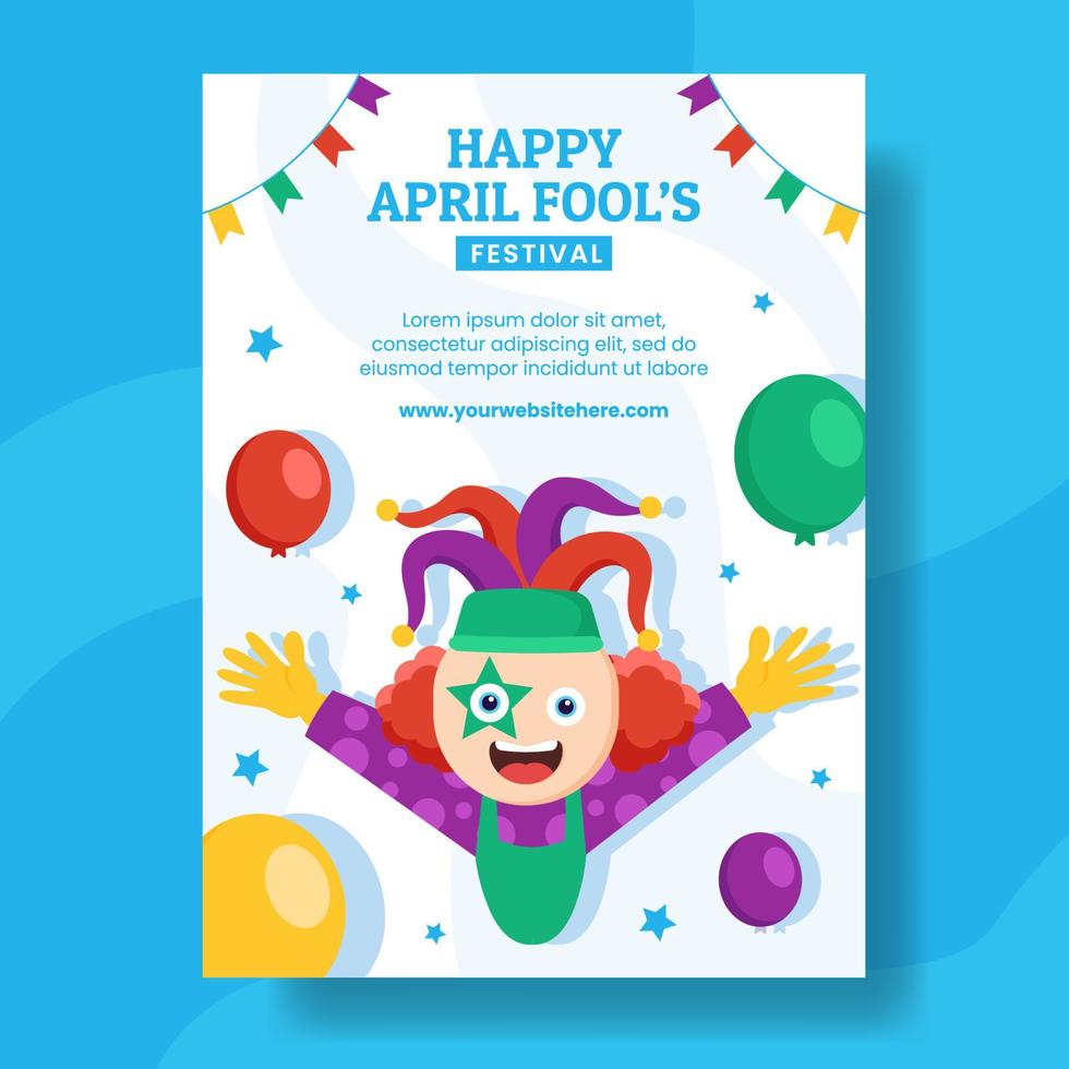 Happy April Fools Day Vertical Poster Cartoon Hand Drawn Templates Background Illustration vector