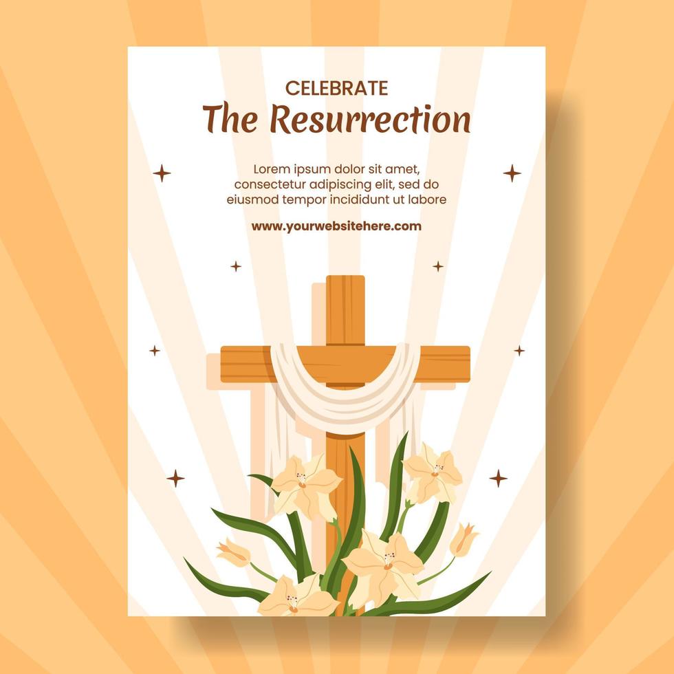 contento Pascua de Resurrección domingo día vertical póster dibujos animados mano dibujado plantillas antecedentes ilustración vector