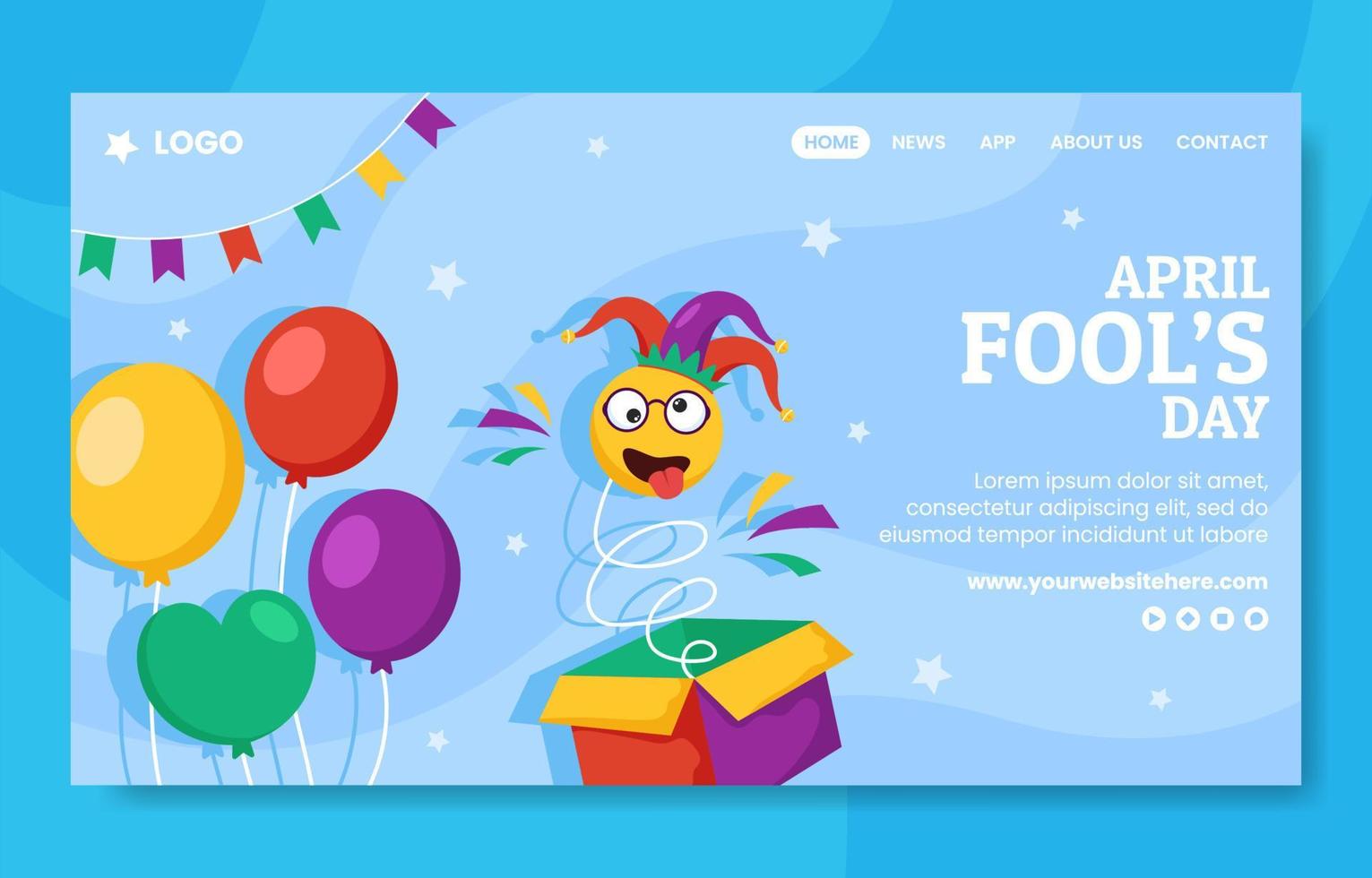 Happy April Fools Day Social Media Landing Page Cartoon Hand Drawn Template Background Illustration vector