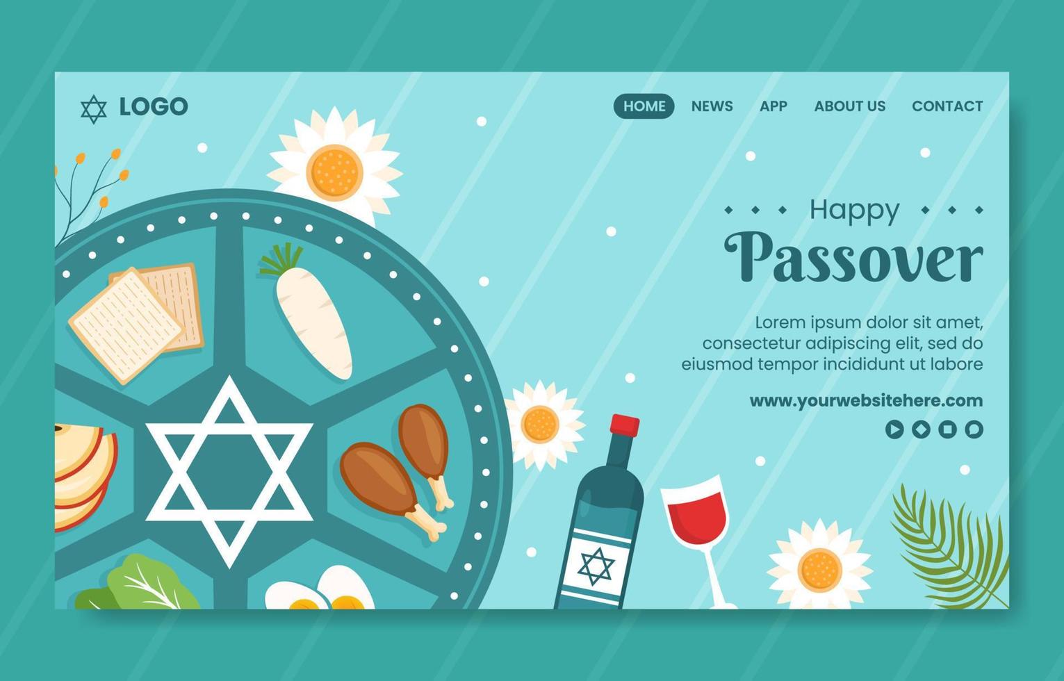 Happy Passover Jewish Holiday Social Media Landing Page Hand Drawn Template Background Illustration vector