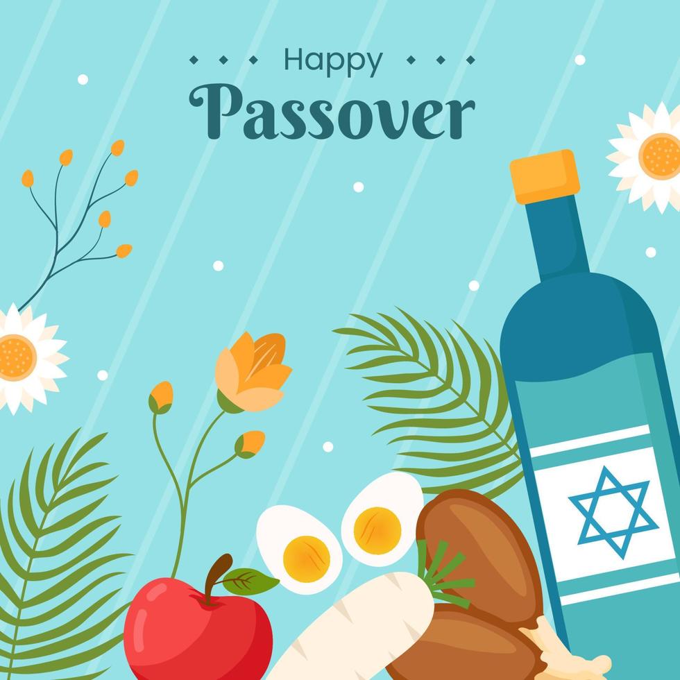 Happy Passover Jewish Holiday Social Media Background Illustration Cartoon Hand Drawn Templates vector
