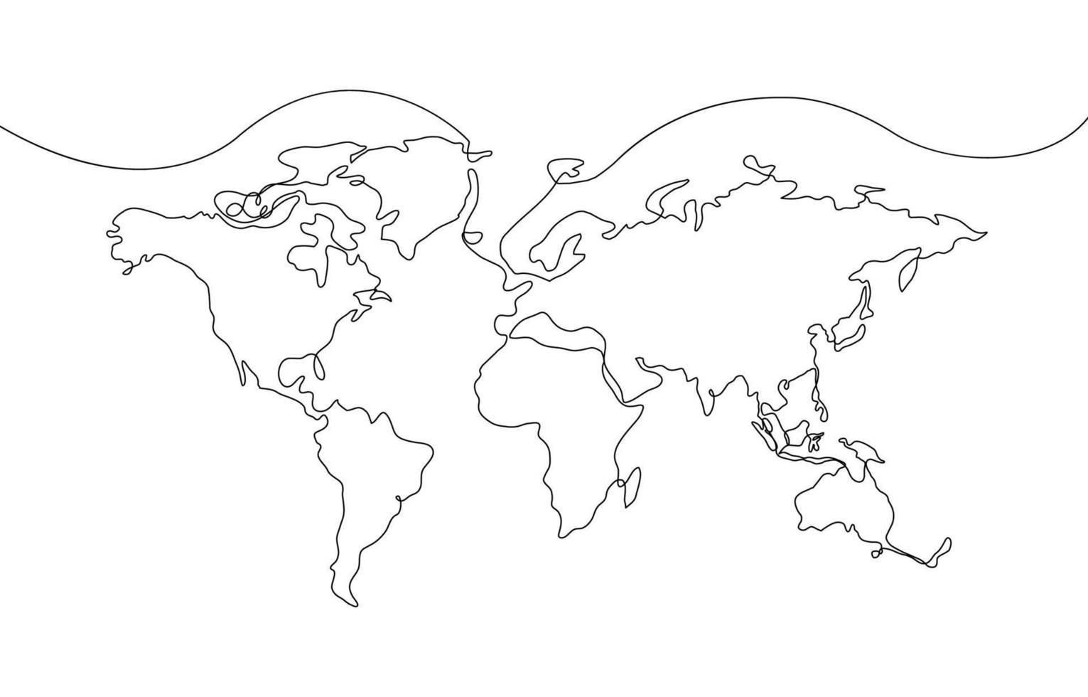 One Stroke Art World Map vector