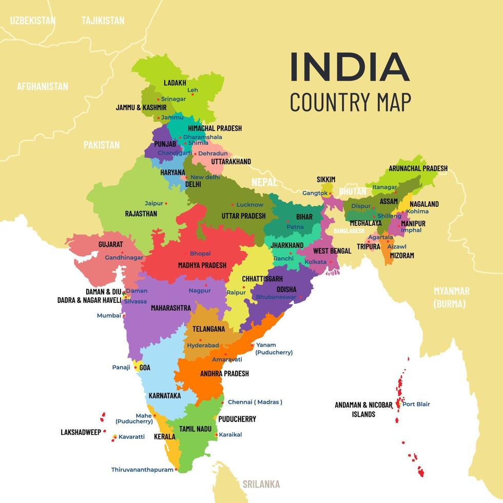 India Country Map vector