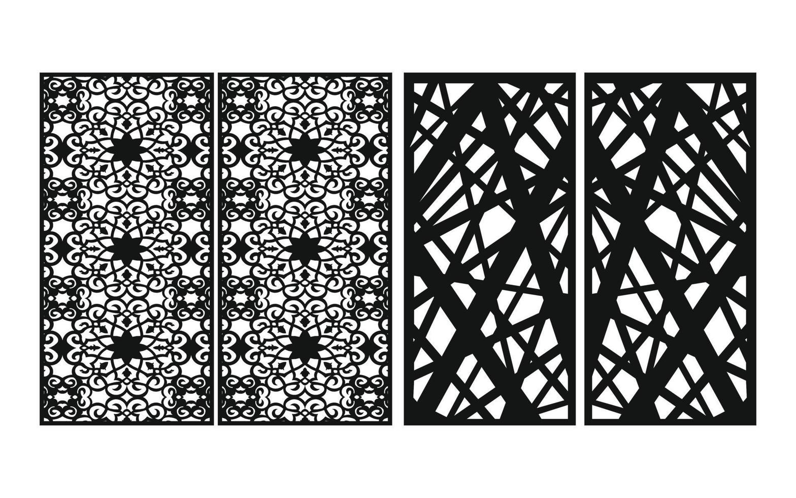 Black patterns with white background, Islamic vectors with floral panels for CNC laser cutting