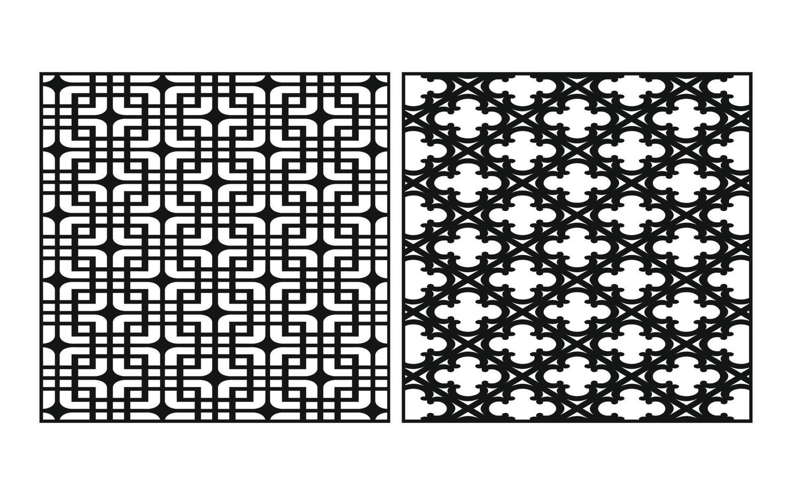 Black patterns with white background, Islamic vectors with floral panels for CNC laser cutting