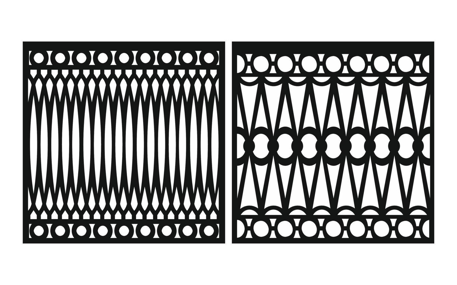 Black patterns with white background, Islamic vectors with floral panels for CNC laser cutting