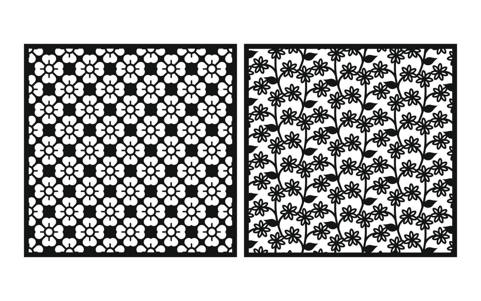 Black patterns with white background, Islamic vectors with floral panels for CNC laser cutting