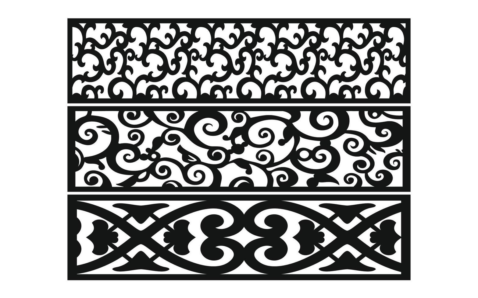Black patterns with white background, Islamic vectors with floral panels for CNC laser cutting