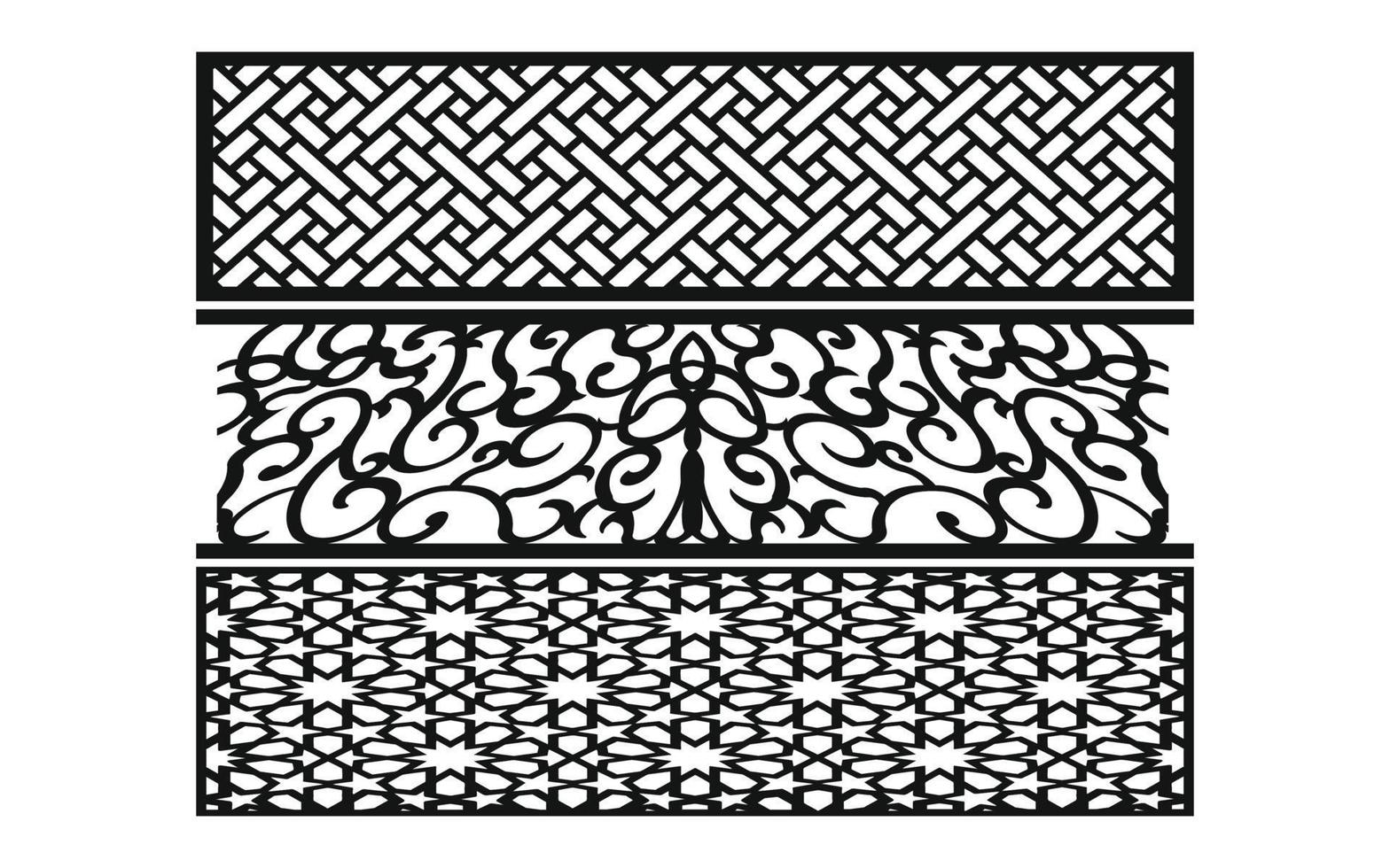 Decorative floral patterns, geometric template for cnc laser cutting vector