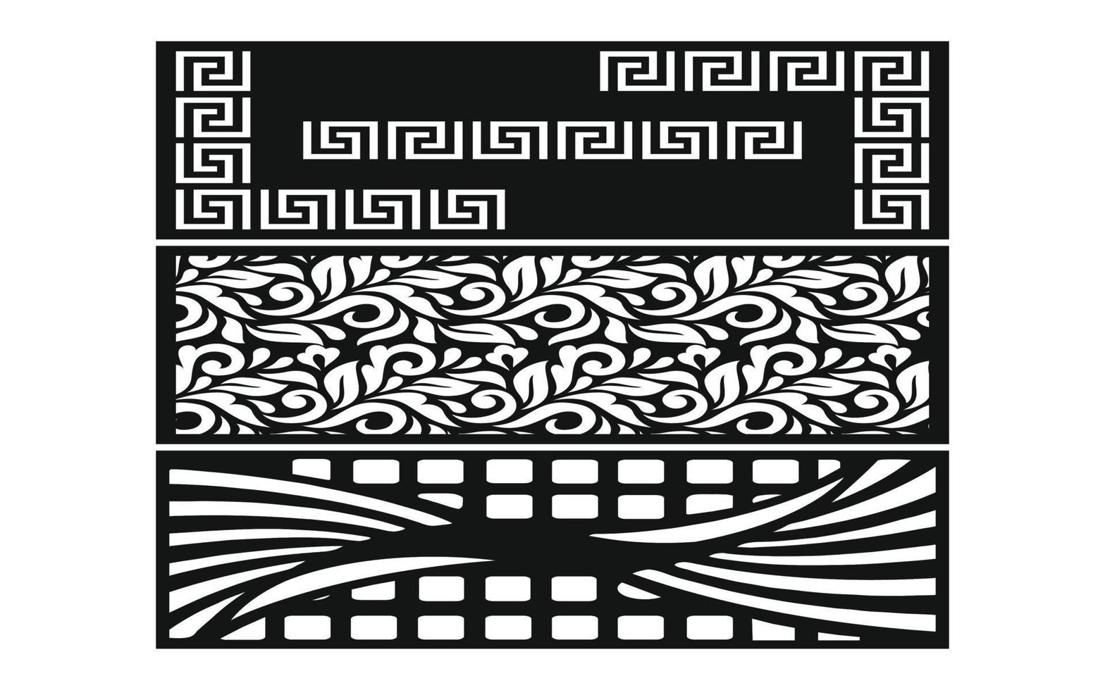 Decorative floral patterns, geometric template for cnc laser cutting vector