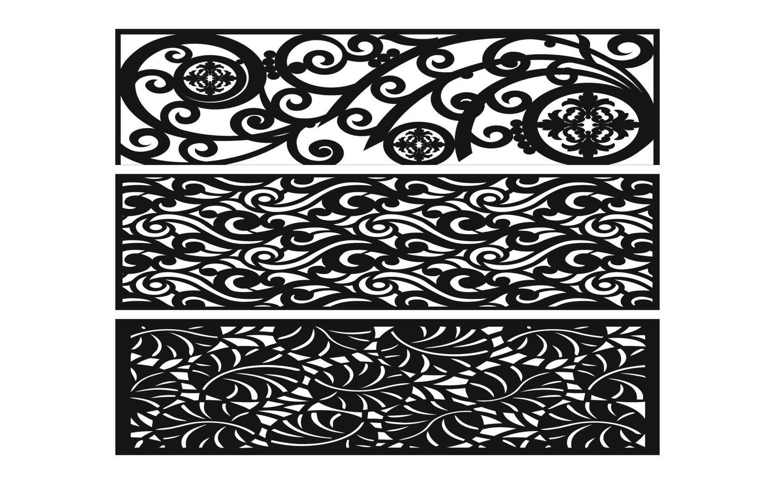 Decorative floral patterns, geometric template for cnc laser cutting vector