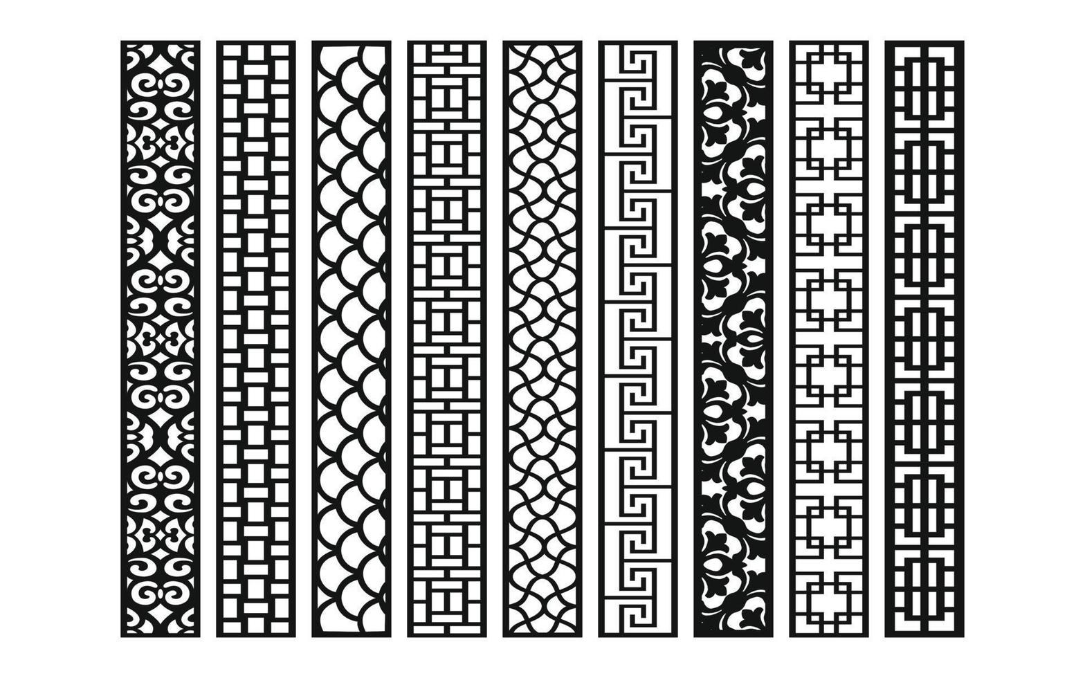 Decorative floral patterns, geometric template for cnc laser cutting vector