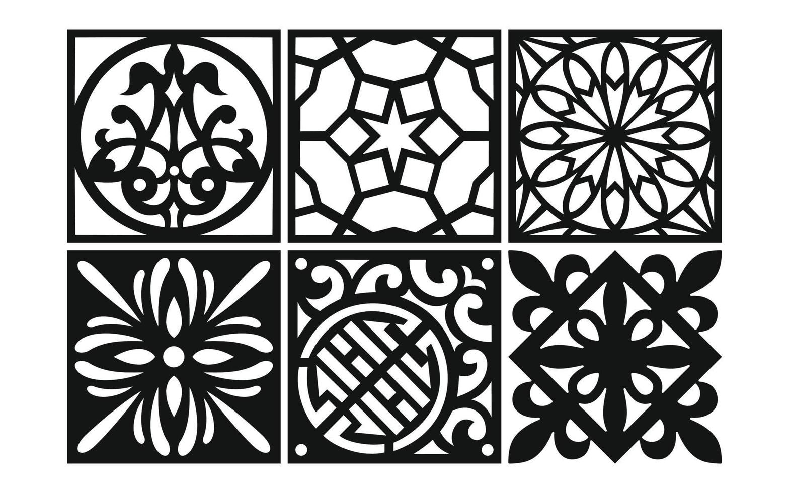 Decorative floral patterns, geometric template for cnc laser cutting vector