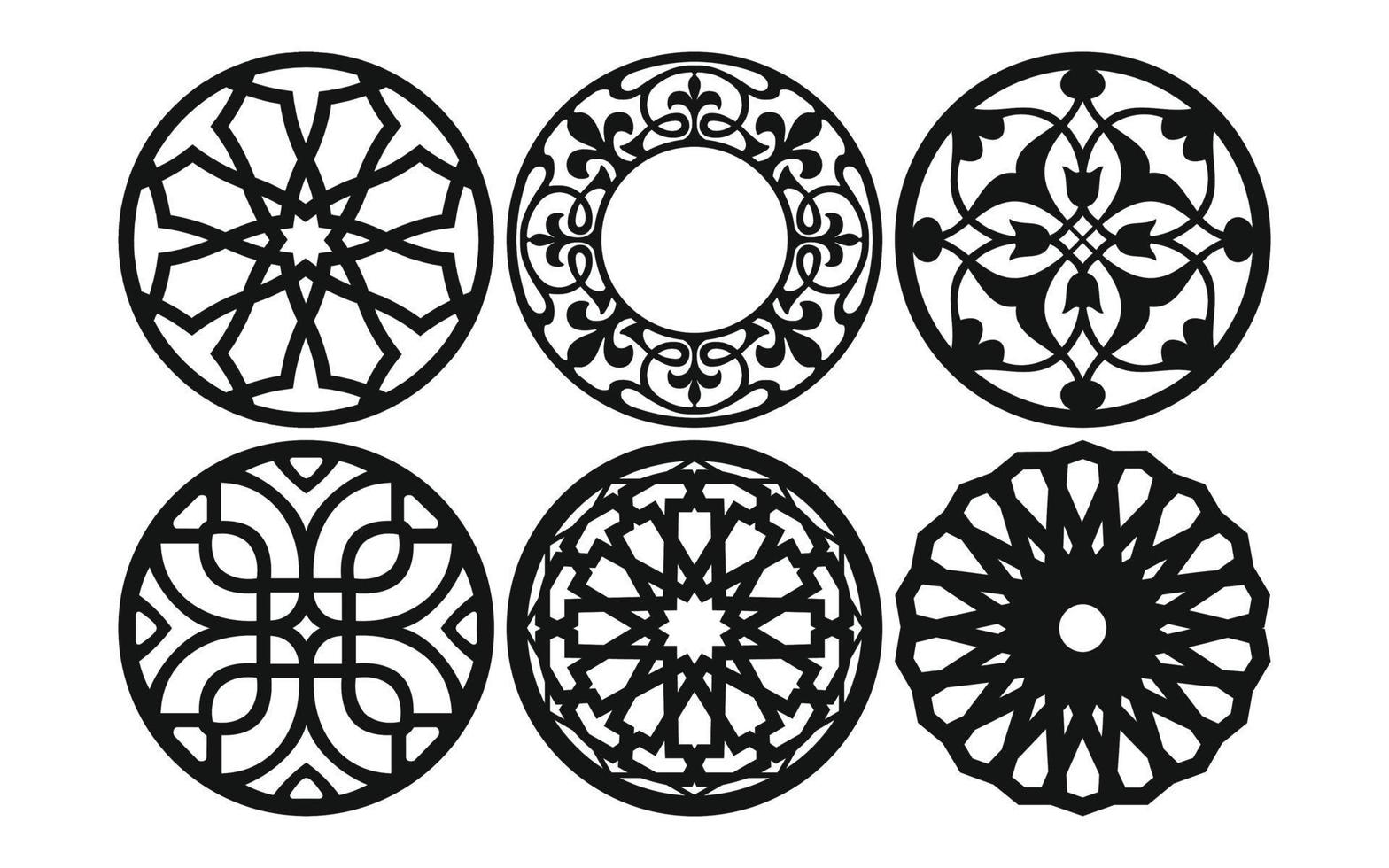 Decorative floral patterns, geometric template for cnc laser cutting vector