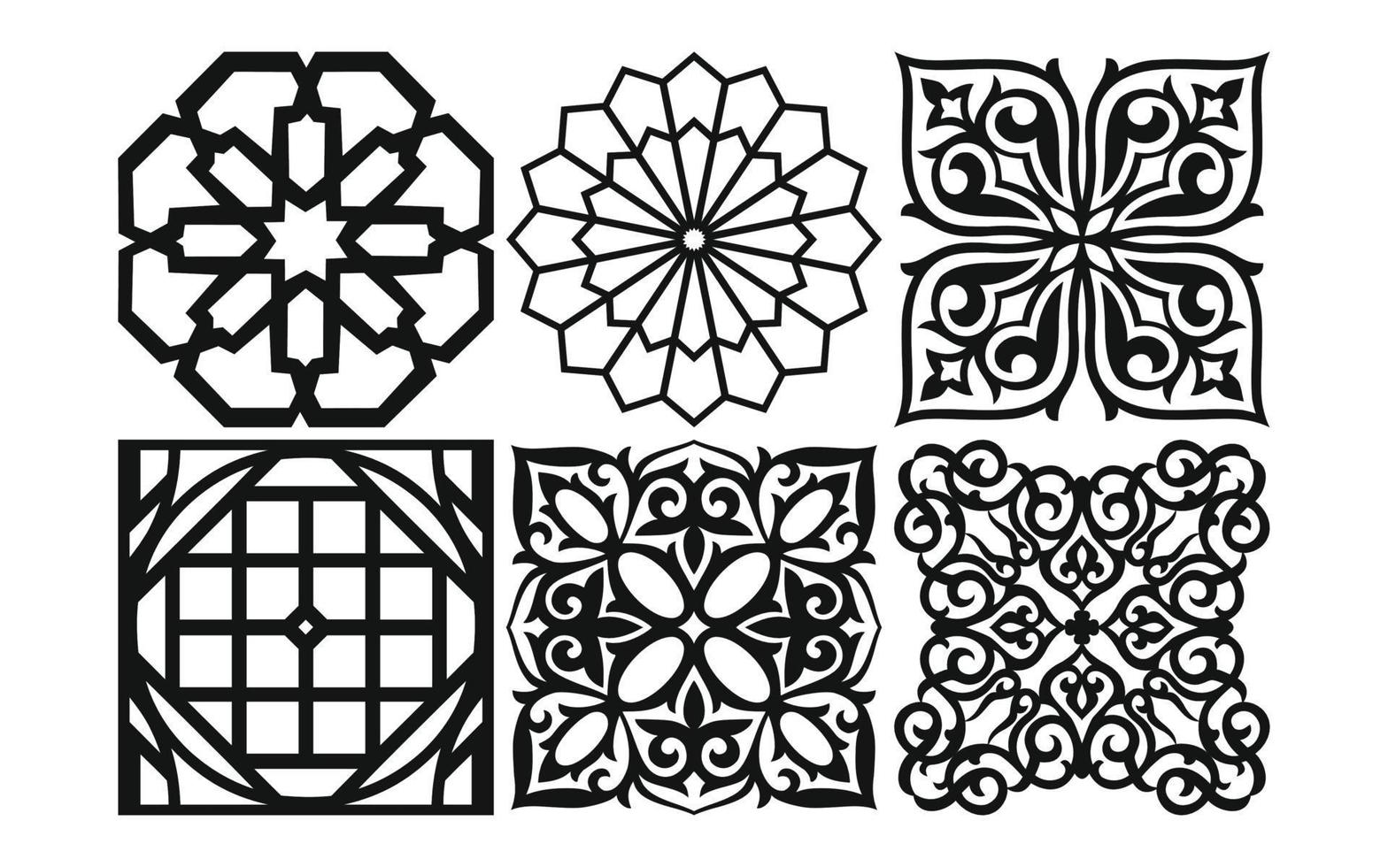 Decorative floral patterns, geometric template for cnc laser cutting vector