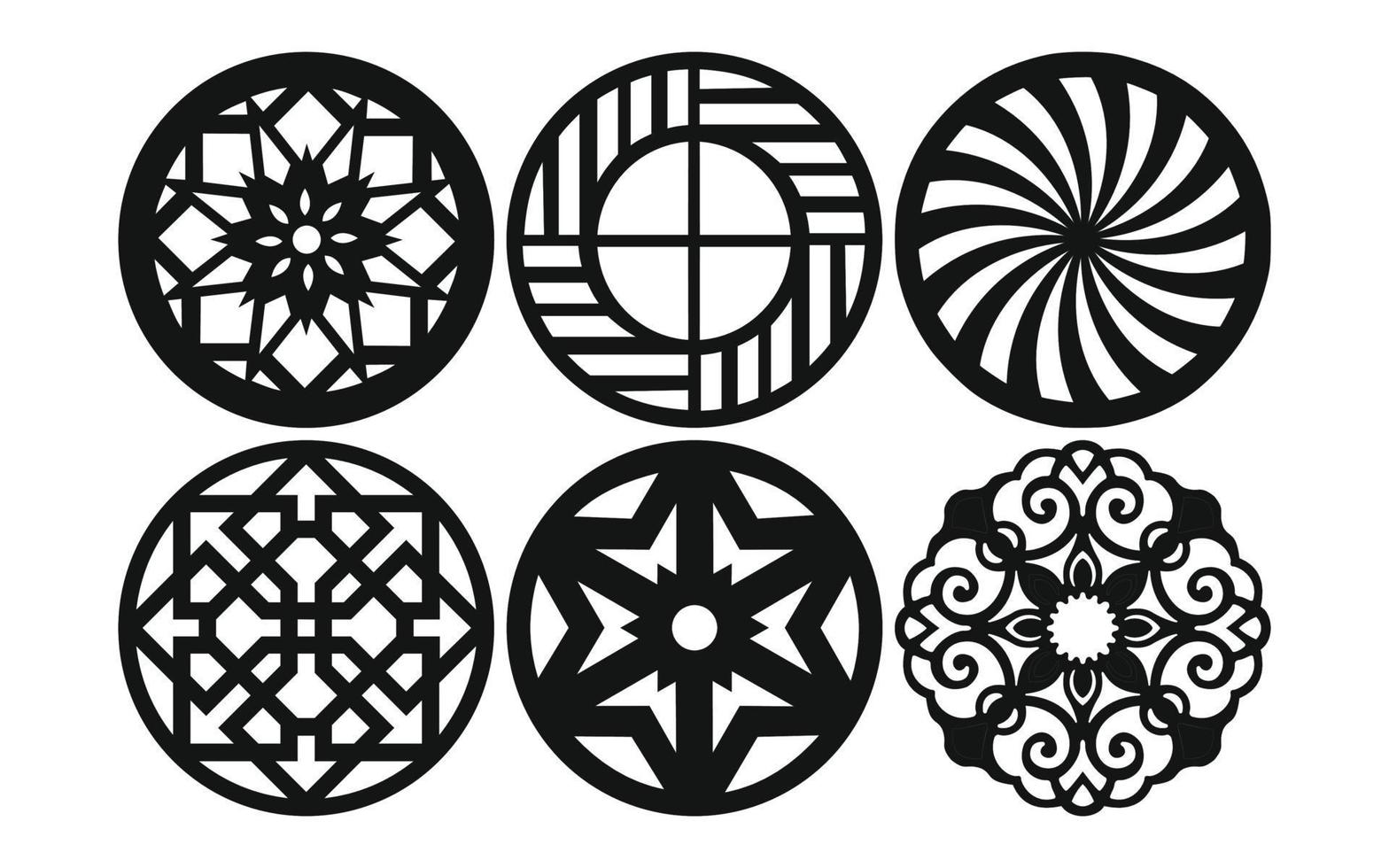 Decorative floral patterns, geometric template for cnc laser cutting vector