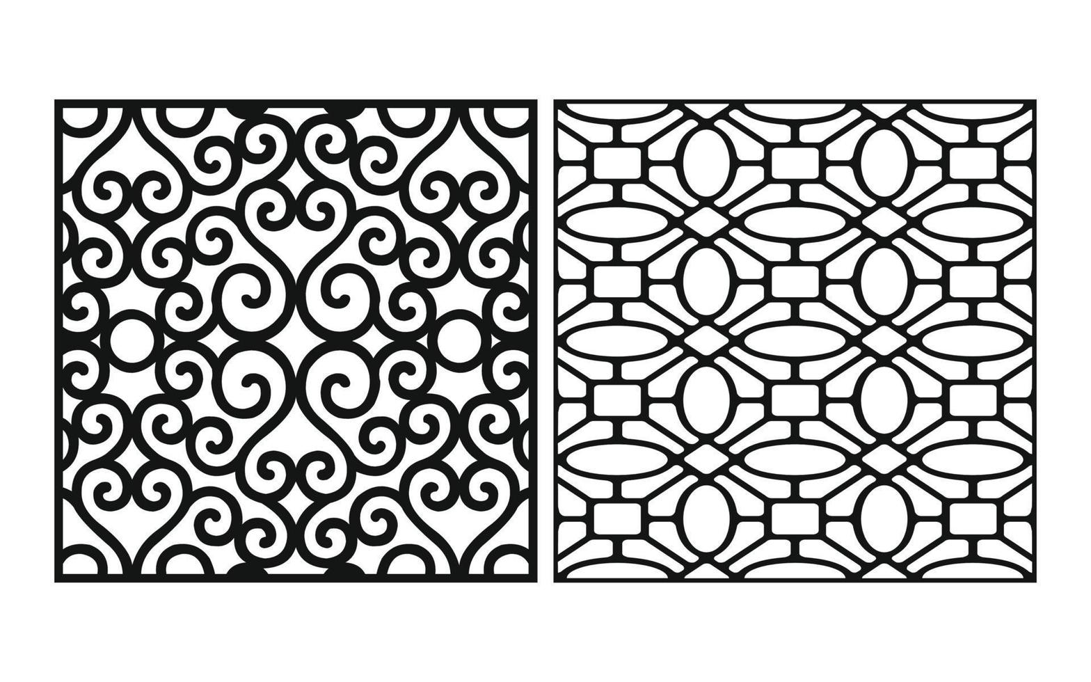 Black patterns with white background, Islamic vectors with floral panels for CNC laser cutting