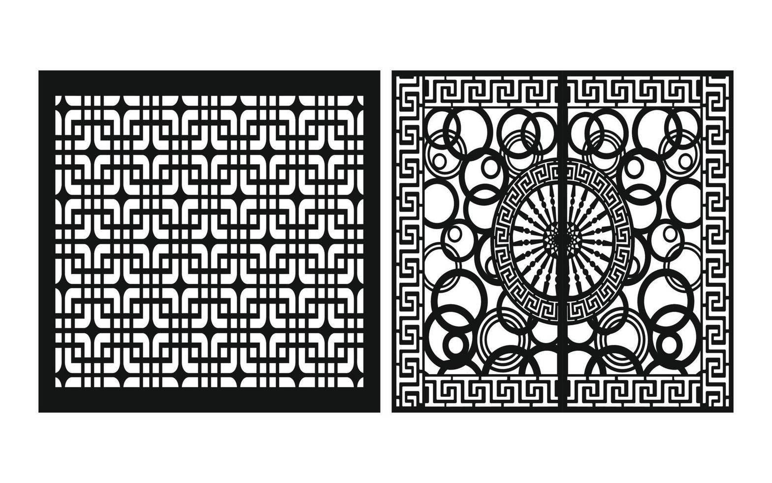 Black patterns with white background, Islamic vectors with floral panels for CNC laser cutting