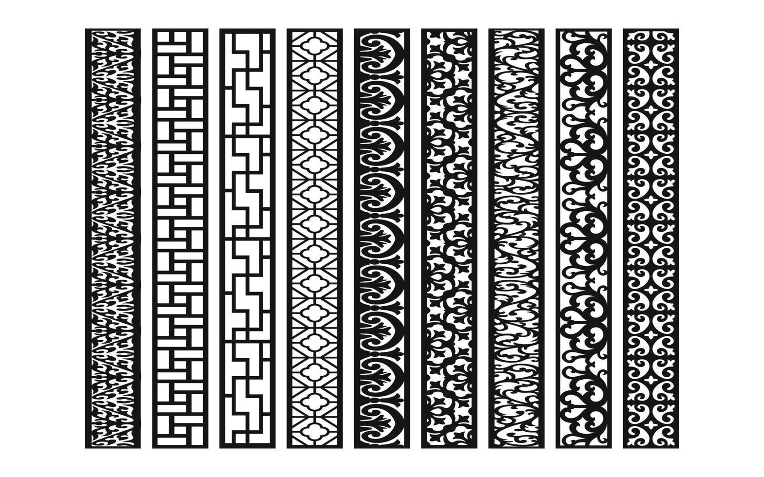 Decorative floral patterns, geometric template for cnc laser cutting vector