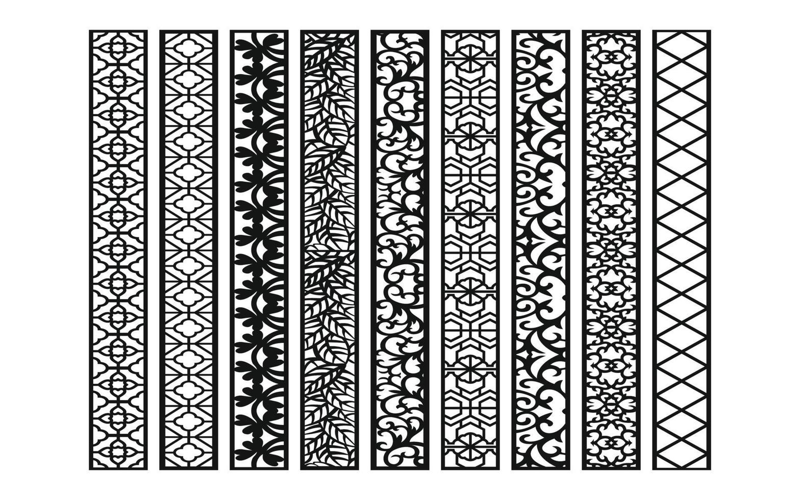 Decorative floral patterns, geometric template for cnc laser cutting vector