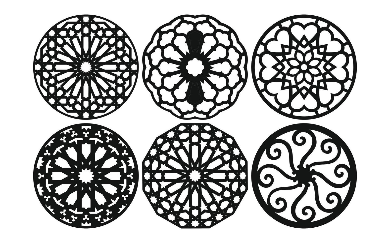 Decorative floral patterns, geometric template for cnc laser cutting vector