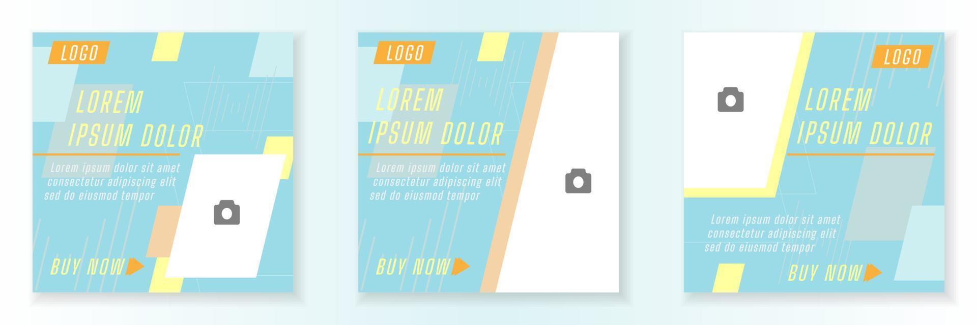 Social Media Post Template and Copy Space Vector Illustration. Blank photo website Advertising Background