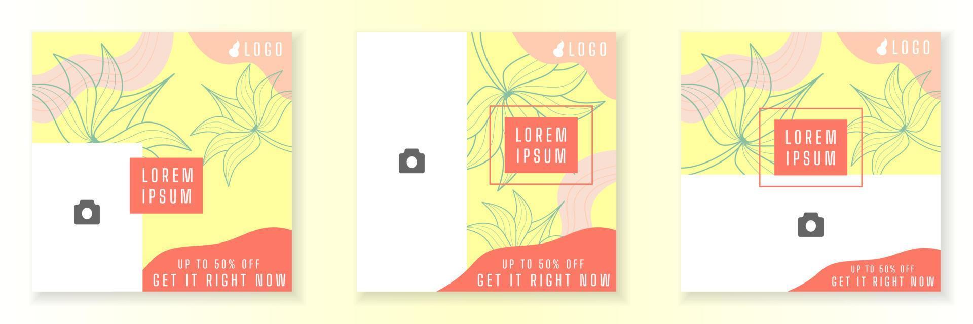 Social Media Post Template and Copy Space Vector Illustration. Blank photo website Advertising Background