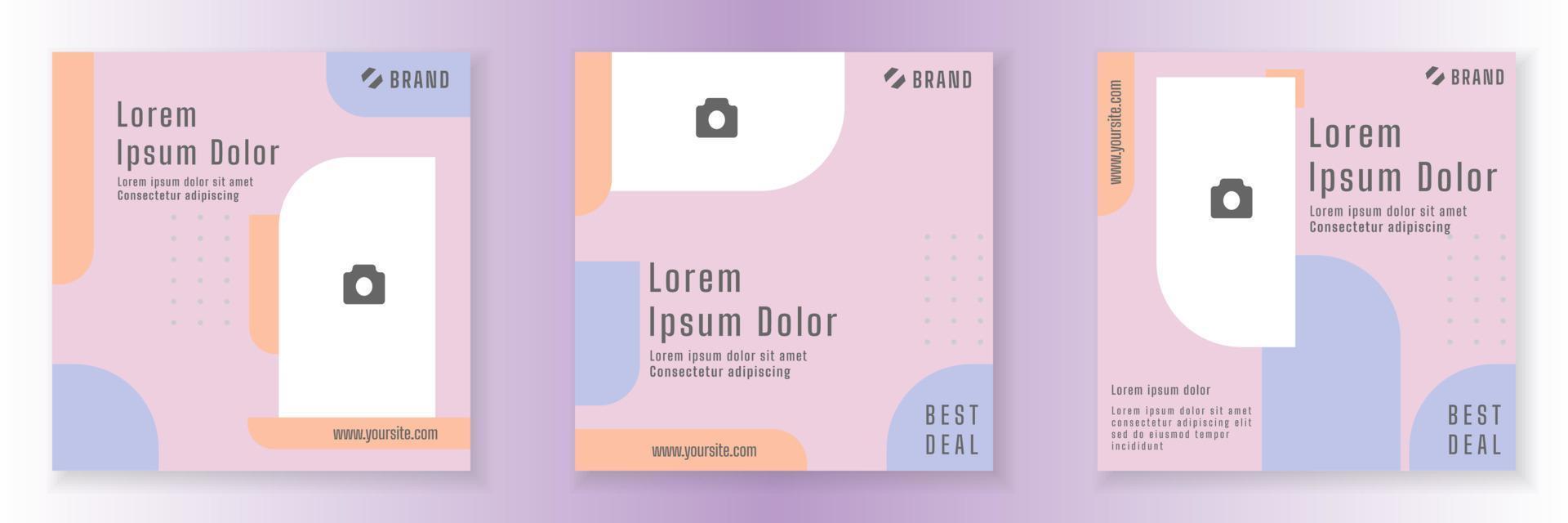 Social Media Post Template and Copy Space Vector Illustration. Blank photo website Advertising Background