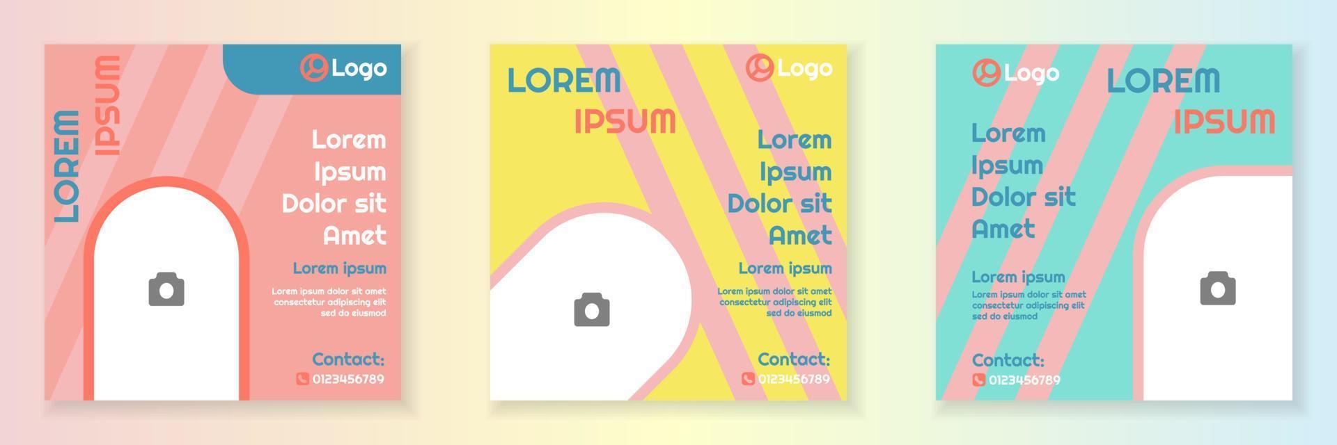 Social Media Post Template and Copy Space Vector Illustration. Blank photo website Advertising Background