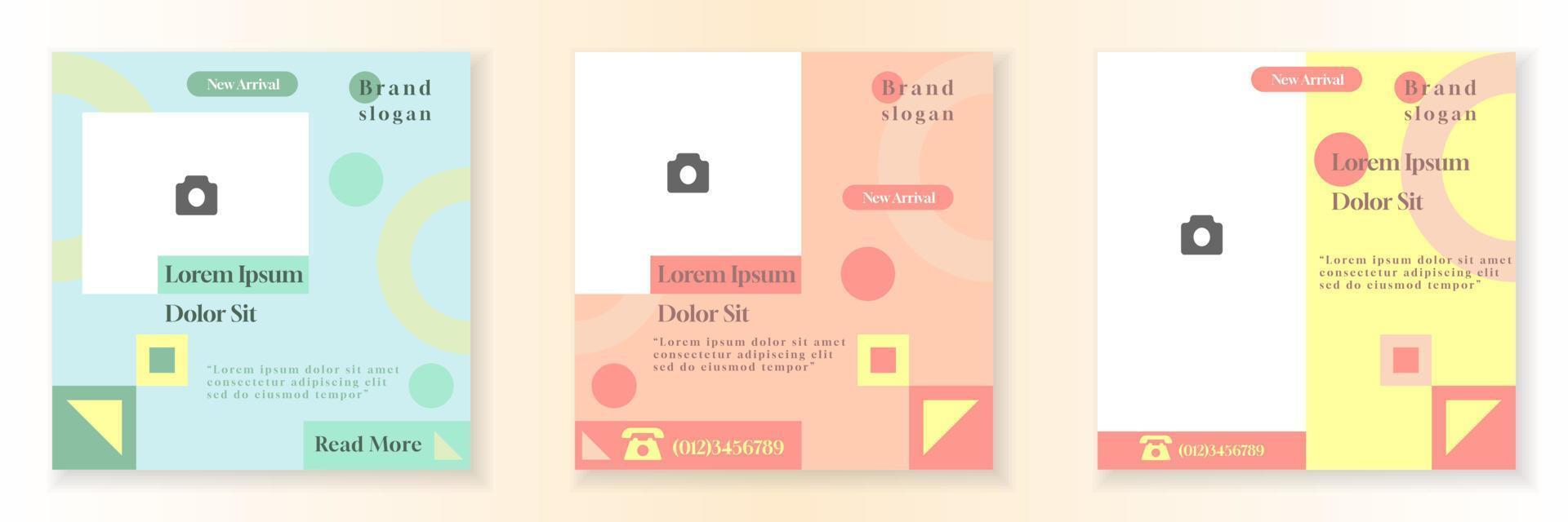 Social Media Post Template and Copy Space Vector Illustration. Blank photo website Advertising Background