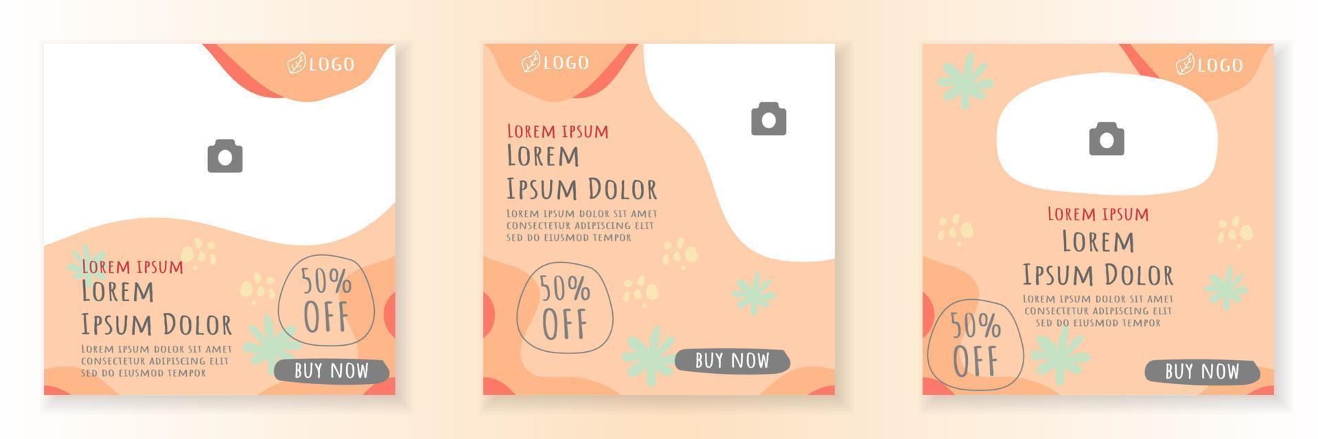 Social Media Post Template and Copy Space Vector Illustration. Blank photo website Advertising Background