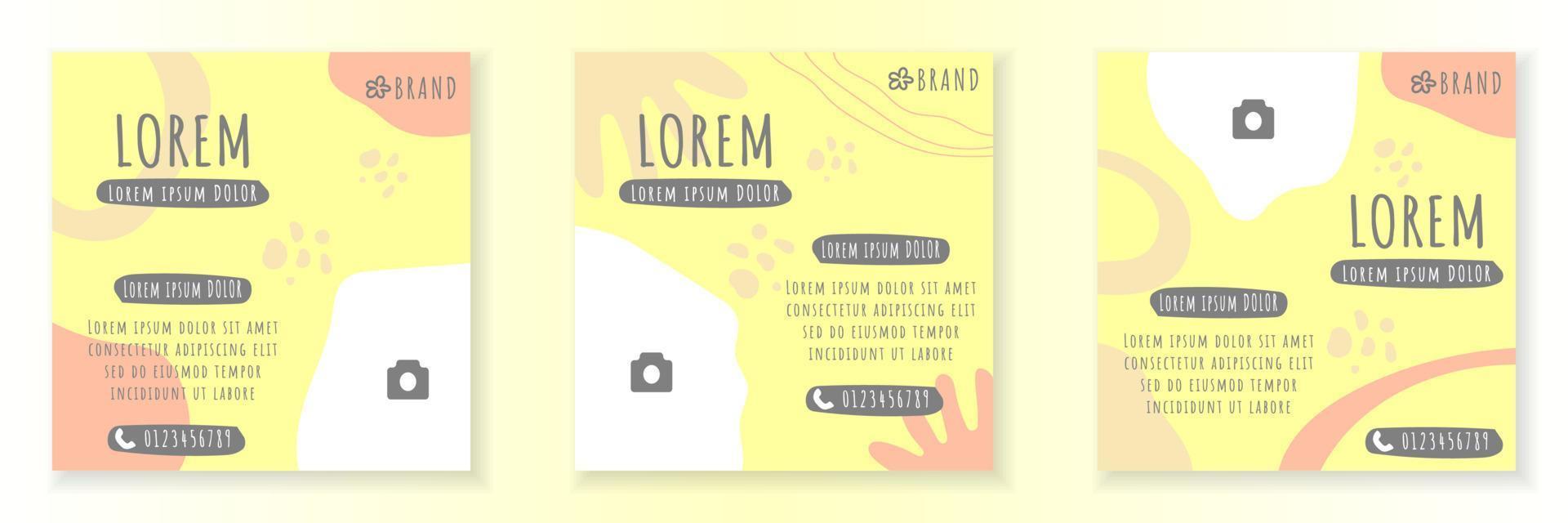 Social Media Post Template and Copy Space Vector Illustration. Blank photo website Advertising Background