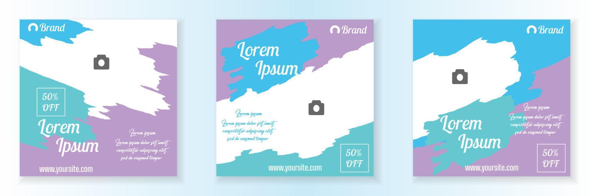 Social Media Post Template and Copy Space Vector Illustration. Blank photo website Advertising Background