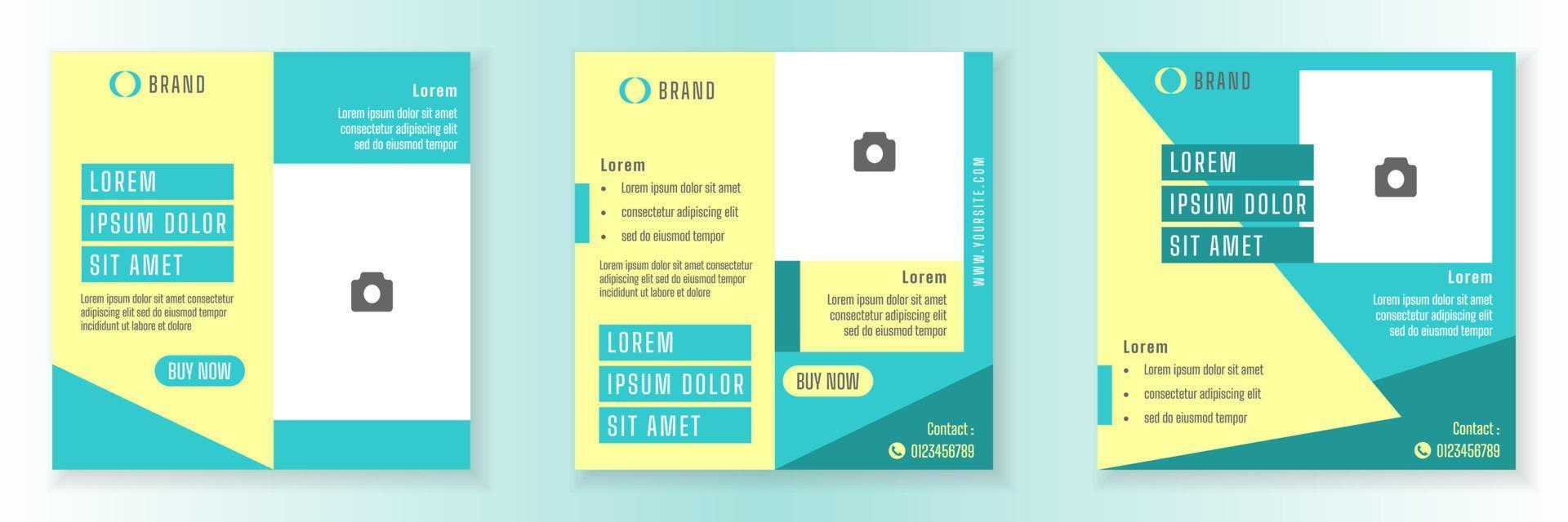 Social Media Post Template and Copy Space Vector Illustration. Blank photo website Advertising Background