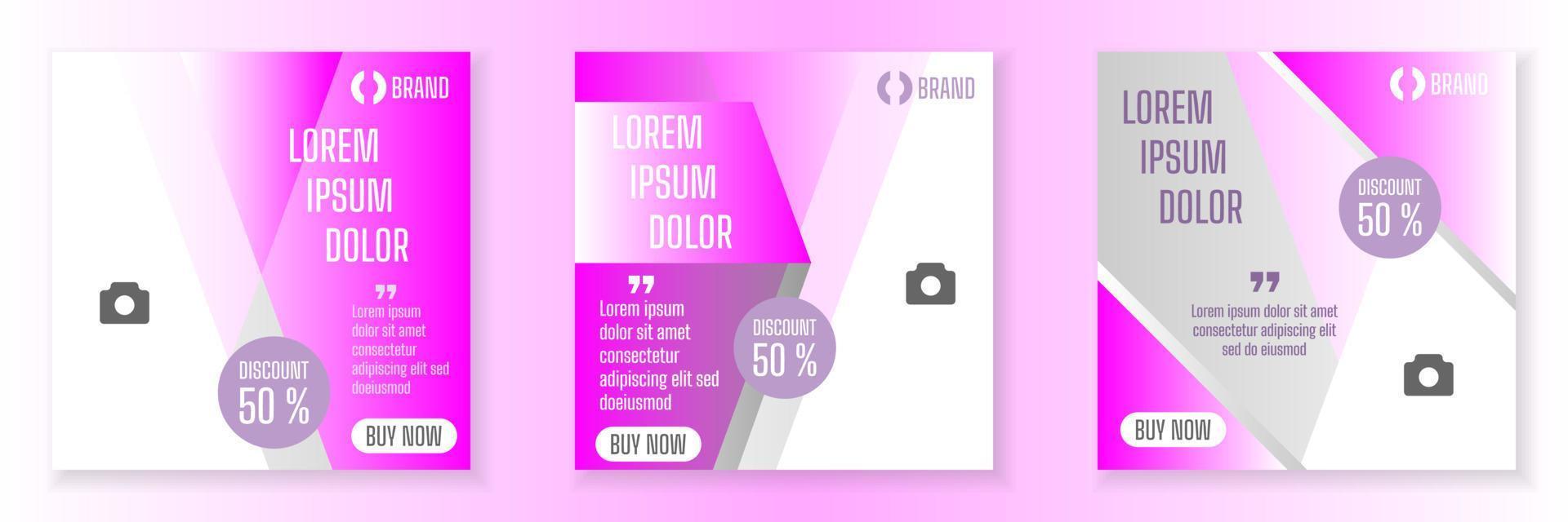 Social Media Post Template and Copy Space Vector Illustration. Blank photo website Advertising Background