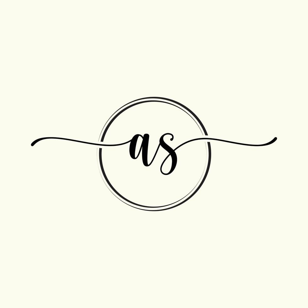 initial handwriting AS logo template Illustration. AS Letter beauty monogram Logo vector