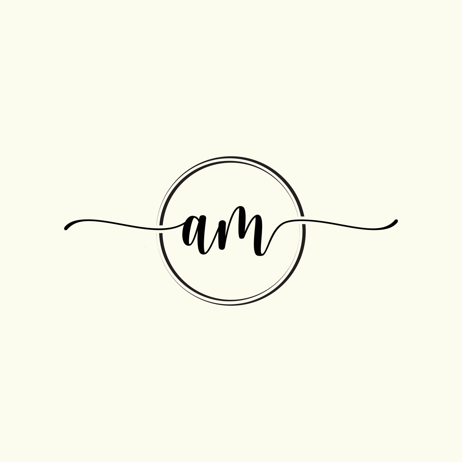 initial handwriting AM logo template Illustration. AM Letter beauty ...